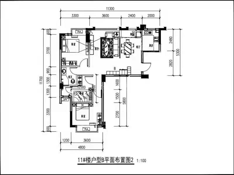 龙基传媒星城11#楼B2户型