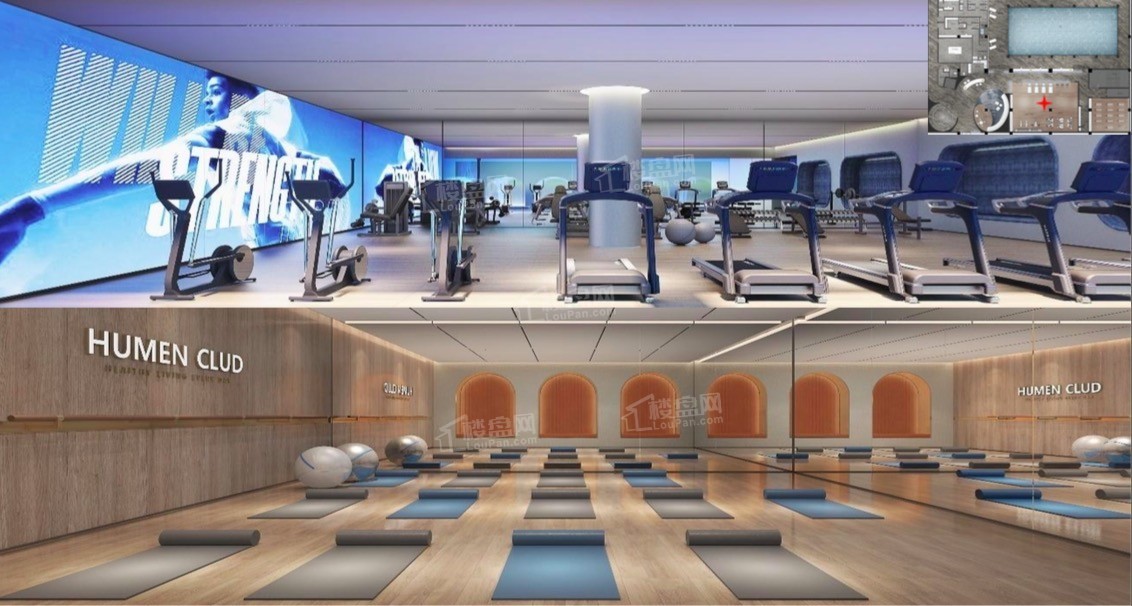 会所健身房、瑜伽室效果图