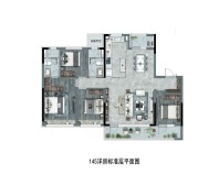 4室2厅2卫1厨， 建面146平米