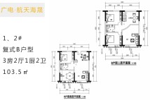 1 2#复式B户型 3房2厅1厨2卫 103.5㎡