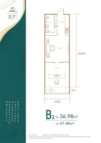 B2户型 1房1厅1厨1卫 36.98㎡