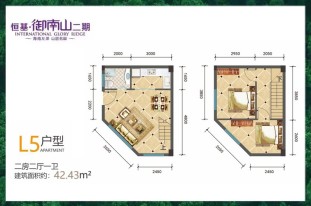 二期L5户型 2房2厅1卫1厨 42.43㎡