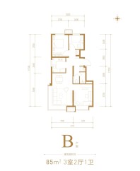 招商中建·顺义臻珑府户型图85平米3室