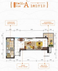 碧桂园红树湾建面约55㎡户型