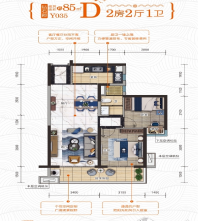 碧桂园红树湾建面约85㎡户型