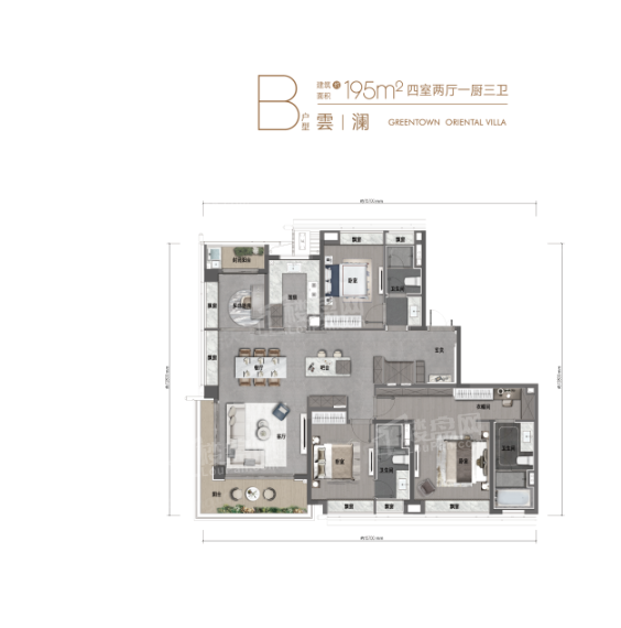 武汉绿城·湖畔雲庐4室2厅2卫户型图-武汉楼盘网