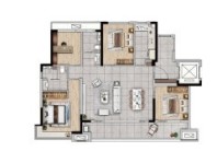 4室2厅2卫1厨， 建面125.00平米