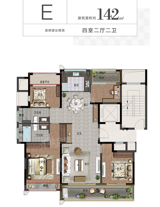 舟山金宸府4室2厅2卫户型图-舟山楼盘网