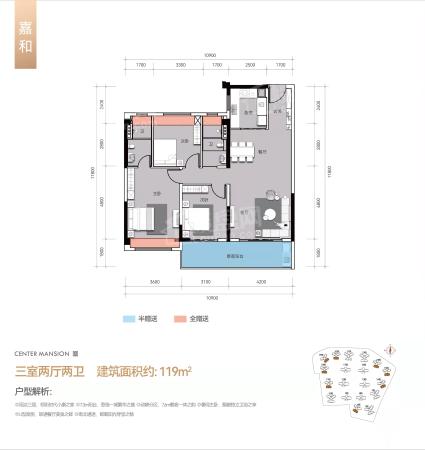 嘉和户型 三房两厅两卫 119㎡