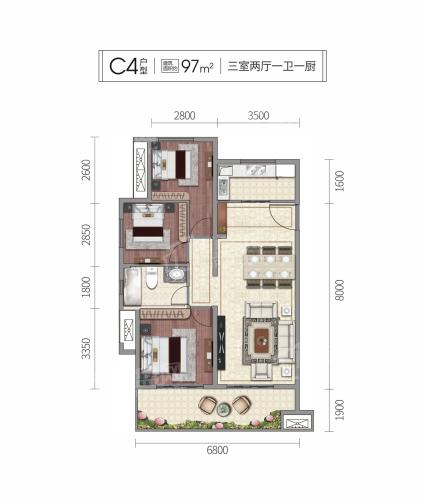 C4-97三室两厅一卫