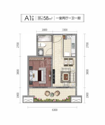 A1-58一室两厅一卫