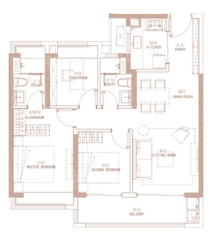 上宸云际建面约101㎡户型图