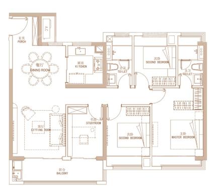 上宸云际建面约121㎡户型图