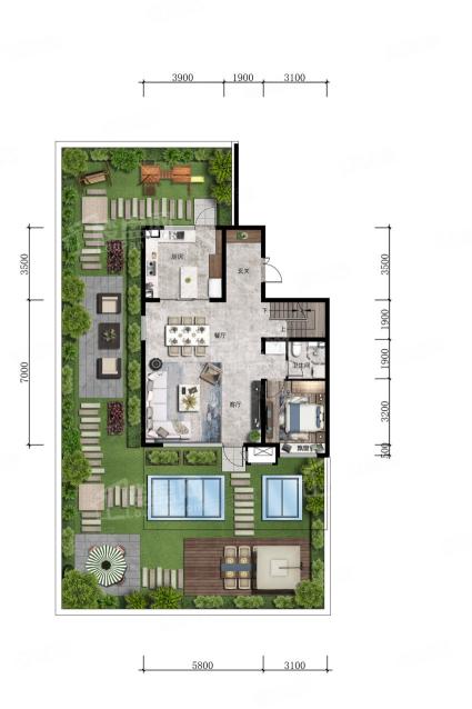 5室5厅5卫2厨， 建面320.00平米