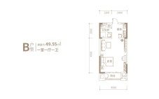49.55平米「一室一厅一卫」