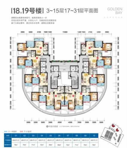 18、19号楼3-15层 17-31层平面图