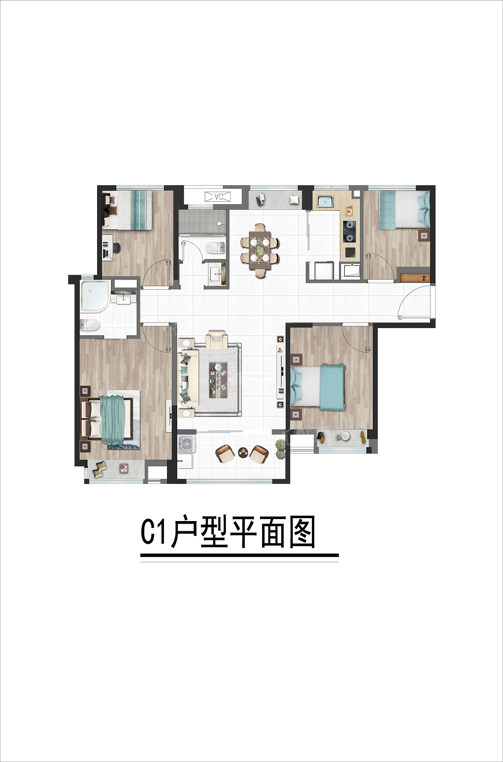 厦门中旅海玥3室2厅2卫户型图-厦门楼盘网