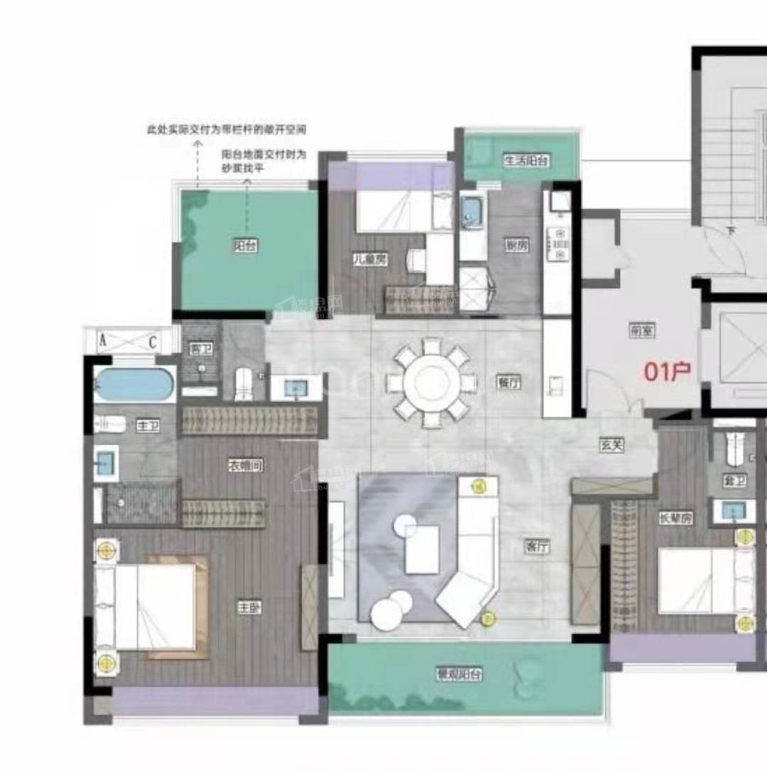 江门万科金域华府3室2厅2卫户型图-江门楼盘网
