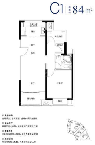 C1户型-82㎡至84㎡