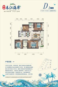 D1户型 四房两厅两卫 110.87-115.65㎡