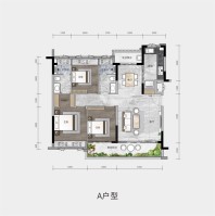 A户型 三室两厅两卫 建面约106-108㎡