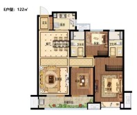 3室2厅2卫1厨， 建面122平米