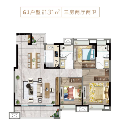 泰州中天书香名邸二期3室2厅2卫户型图-泰州楼盘网