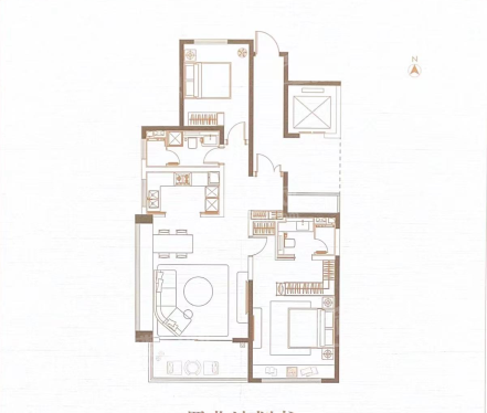 2室2厅1卫1厨， 建面127平米