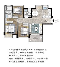 A户型-建筑面积约82㎡-三房两厅两卫