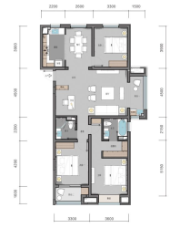 建面约151㎡三室两厅两卫