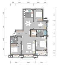 建面约177㎡四室两厅两卫