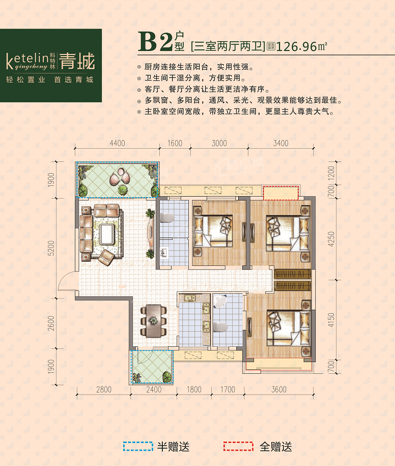 B2户型126.96平方米