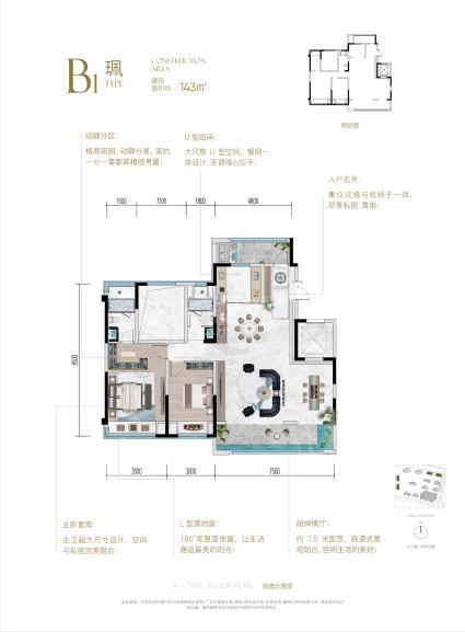 B1户型 三房两厅两卫 143㎡