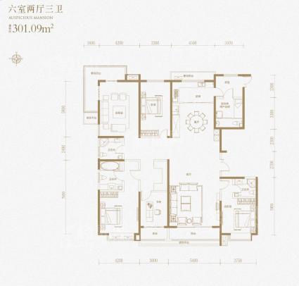 A户型-6室2厅3卫-301.09㎡