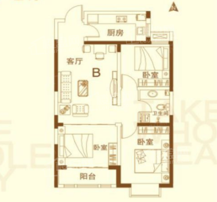 B户型建面约93.18㎡