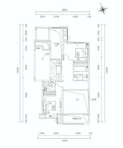 A户型上叠建面约160㎡