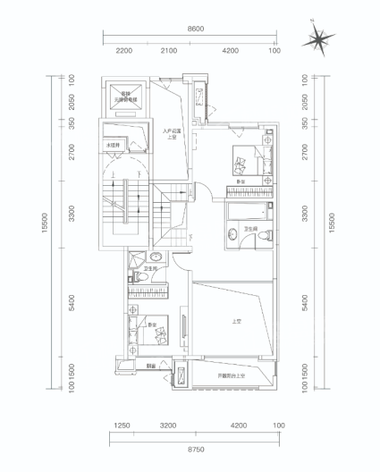 A户型中叠建面约160㎡