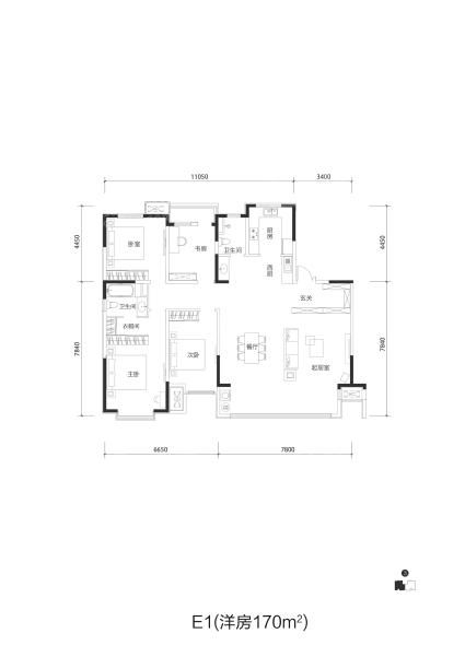 洋房E1户型170㎡