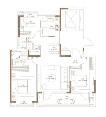 金地大成汇文府建面约125㎡户型图