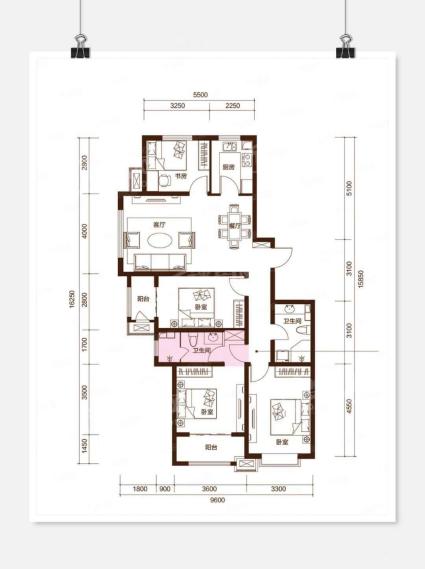 四室两厅两卫建面约146㎡户型