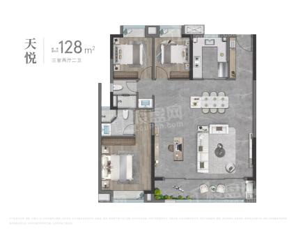 建面约128平米户型