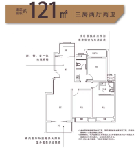 爱涛天禧明庭小高层建面约121㎡户型图