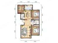 蓝天丽苑-120m²-E户型三室两厅两卫