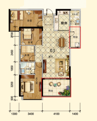 鸿都锦绣花园A区1栋119㎡422