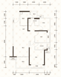 A户型约95㎡3房2厅2卫