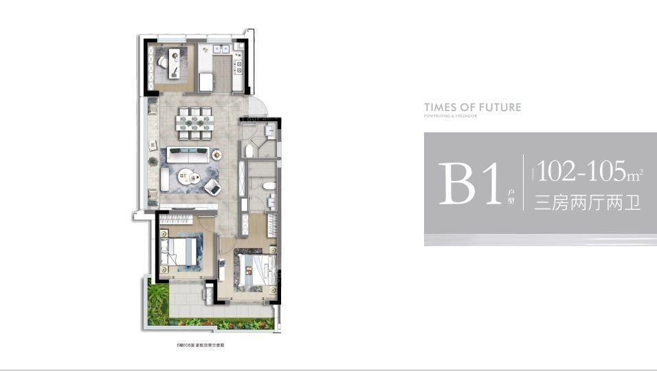 B1-102-105㎡三房两厅两卫