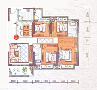 封开康盛名门户型图130㎡422