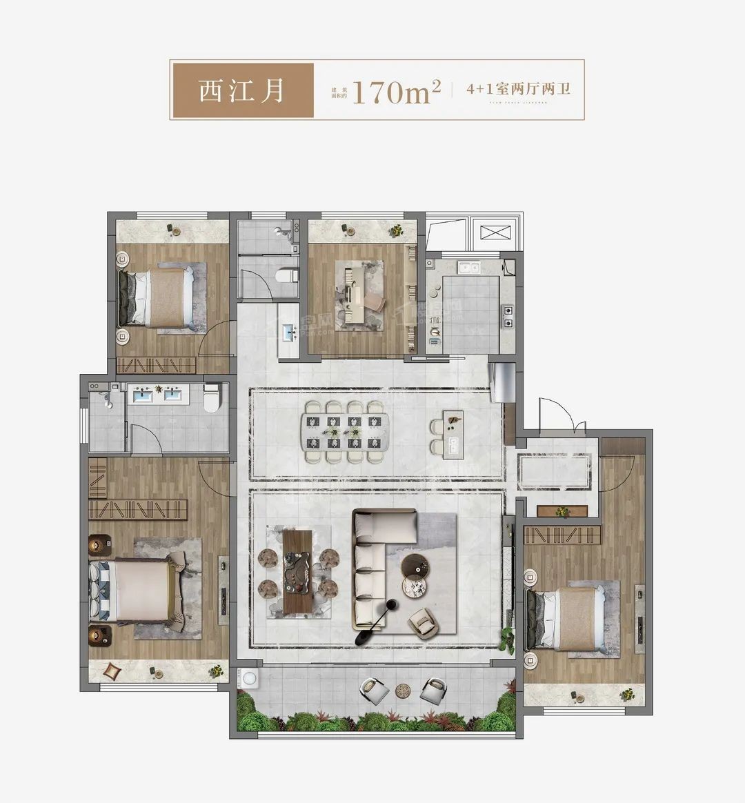泰州金通桃李江南4室2厅2卫户型图-泰州楼盘网