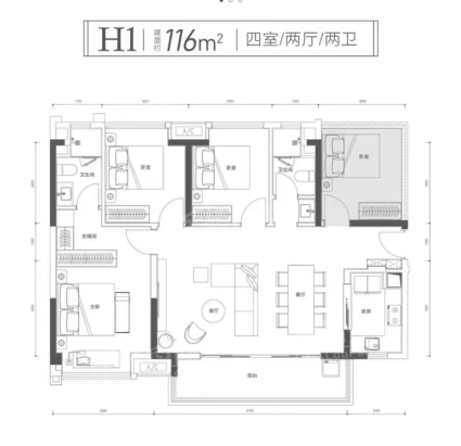 华侨城天鹅堡116㎡422