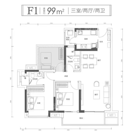 华侨城天鹅堡99㎡322